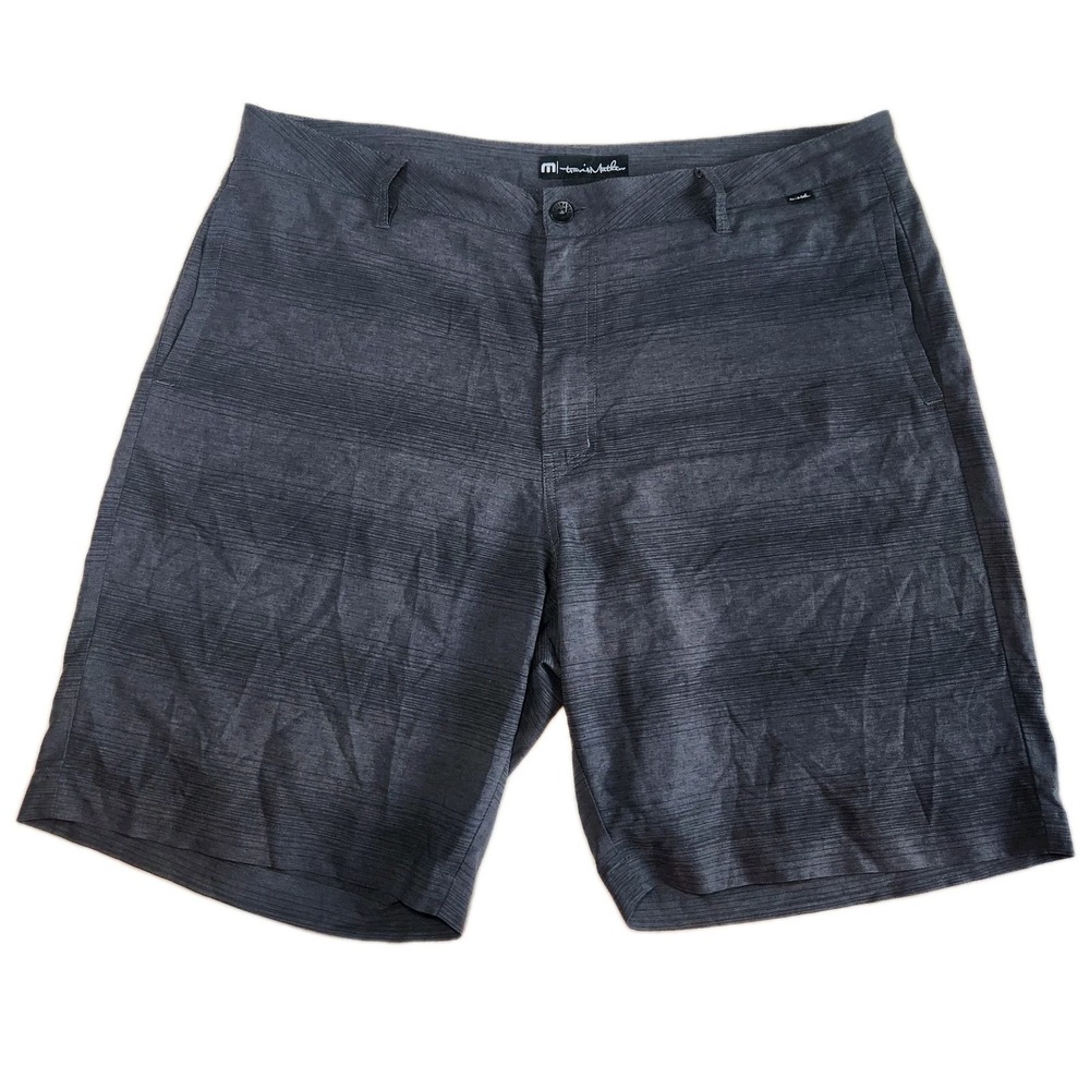 TRAVIS‎ MATHEWS Golf Shorts Mens 38 Chino Grey Striped Casual Performace
